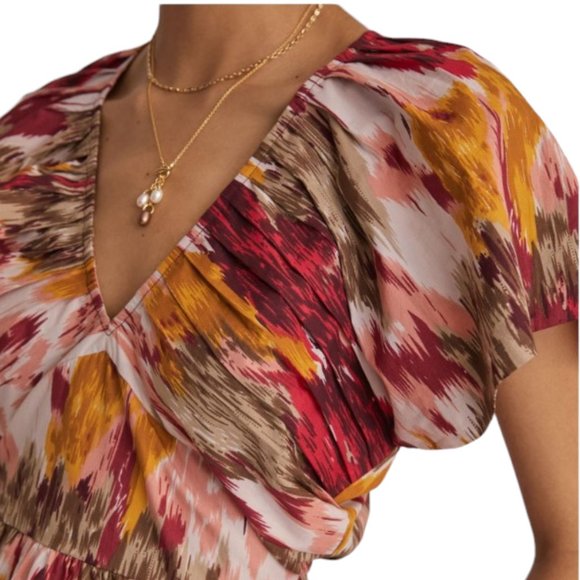 NEW Anthropologie | Love the Label Painterly Open-Back Savannah Burgundy Blouse - Picture 5 of 14